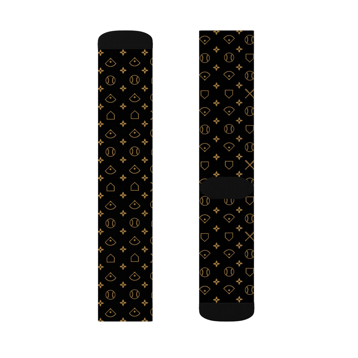 Louis Baseball Pattern Black Socks