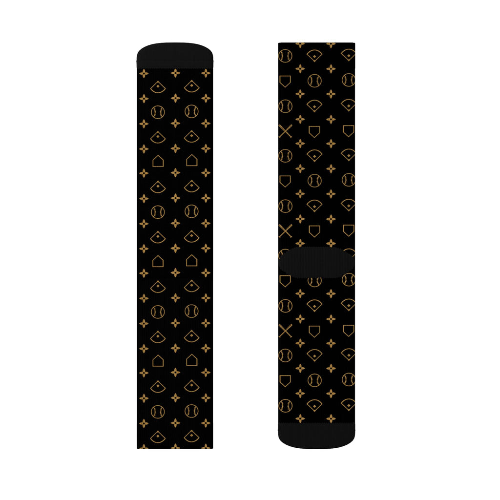 Louis Baseball Pattern Black Socks