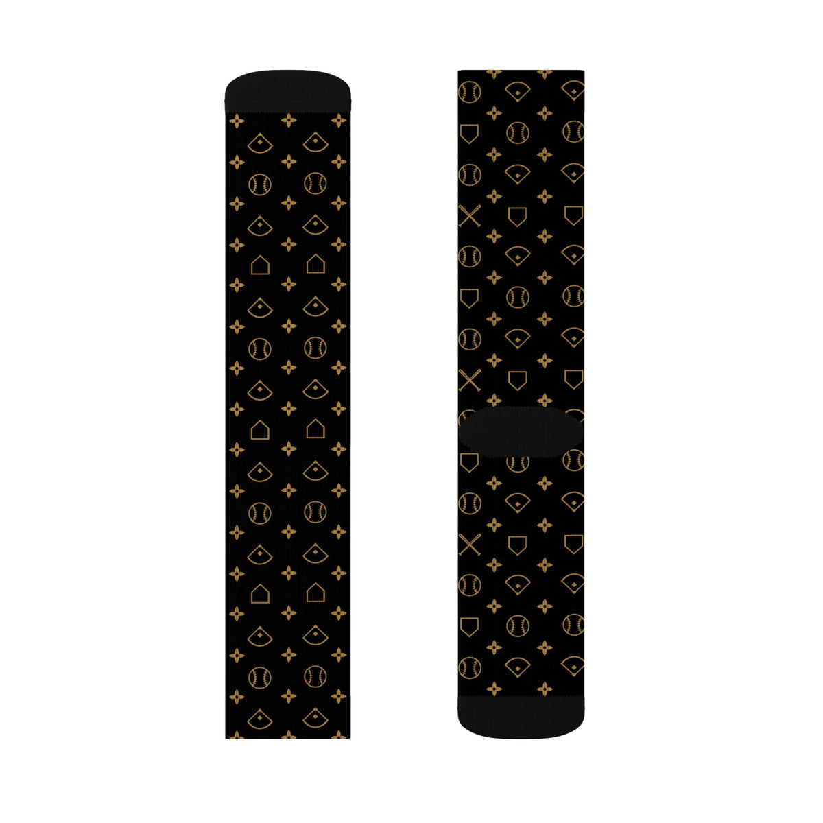 Louis Baseball Pattern Black Socks